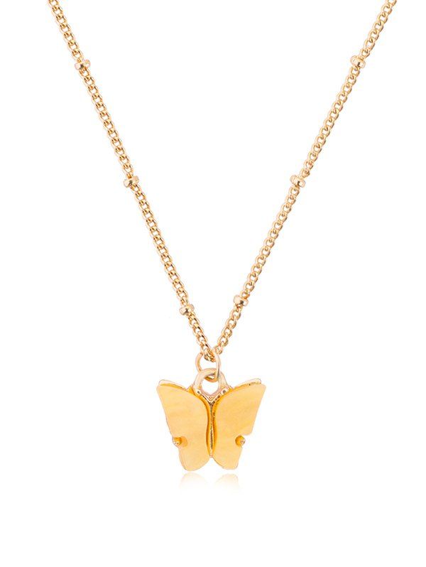 

Acrylic Butterfly Pendant Chain Necklace, Yellow