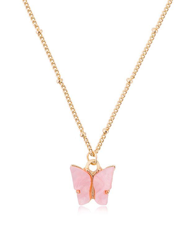 Online Acrylic Butterfly Pendant Chain Necklace  