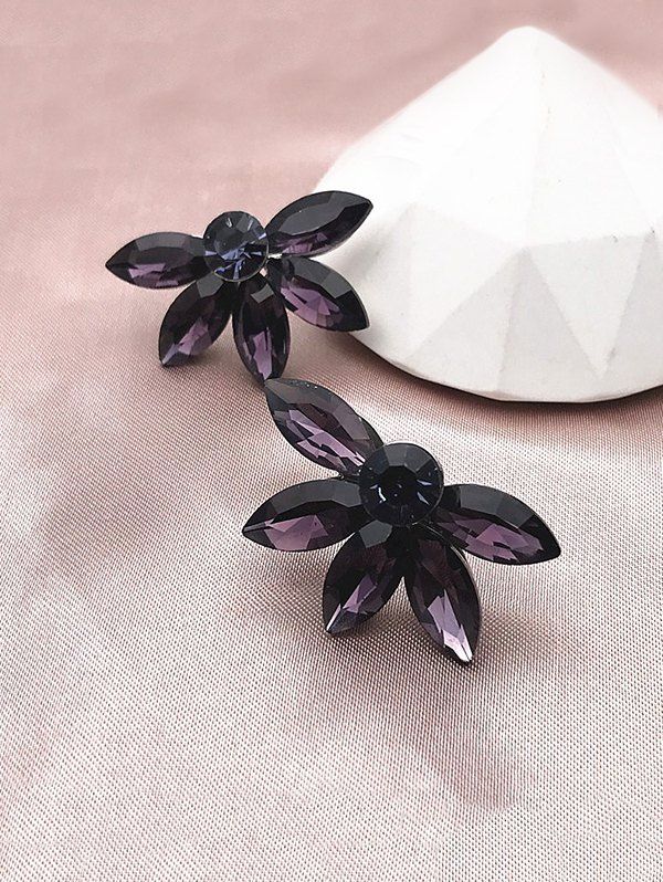 

Floral Shape Glass Stud Earrings, Eggplant
