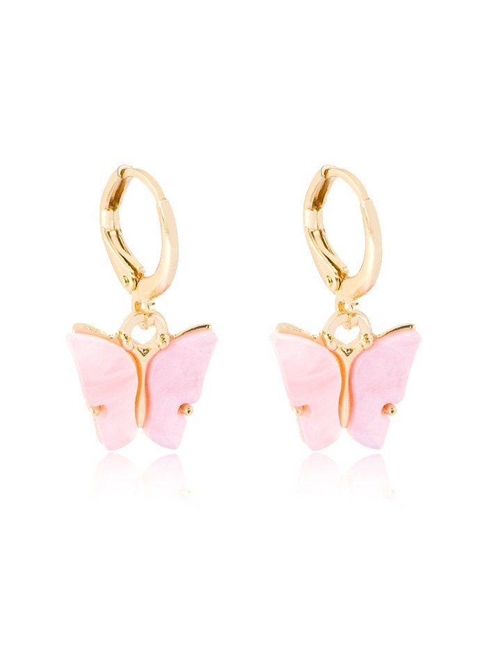 

Pendant Butterfly Small Hoop Earrings, Pig pink