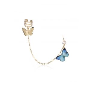 

Butterfly Rhinestone Pendant Chain Ear Cuff, Deep sky blue