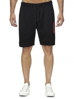 Letter Graphic Casual Straight Shorts - BLACK - S