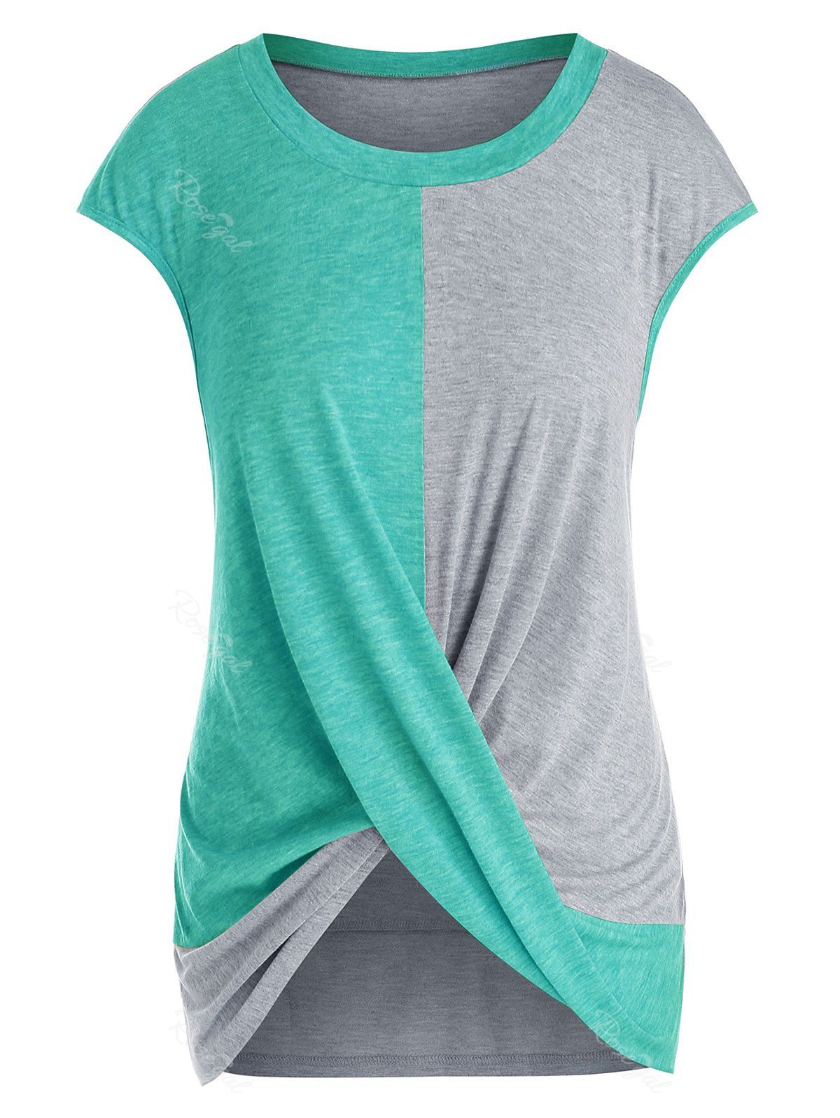 

Plus Size Cap Sleeve Criss Cross T-shirt, Medium turquoise