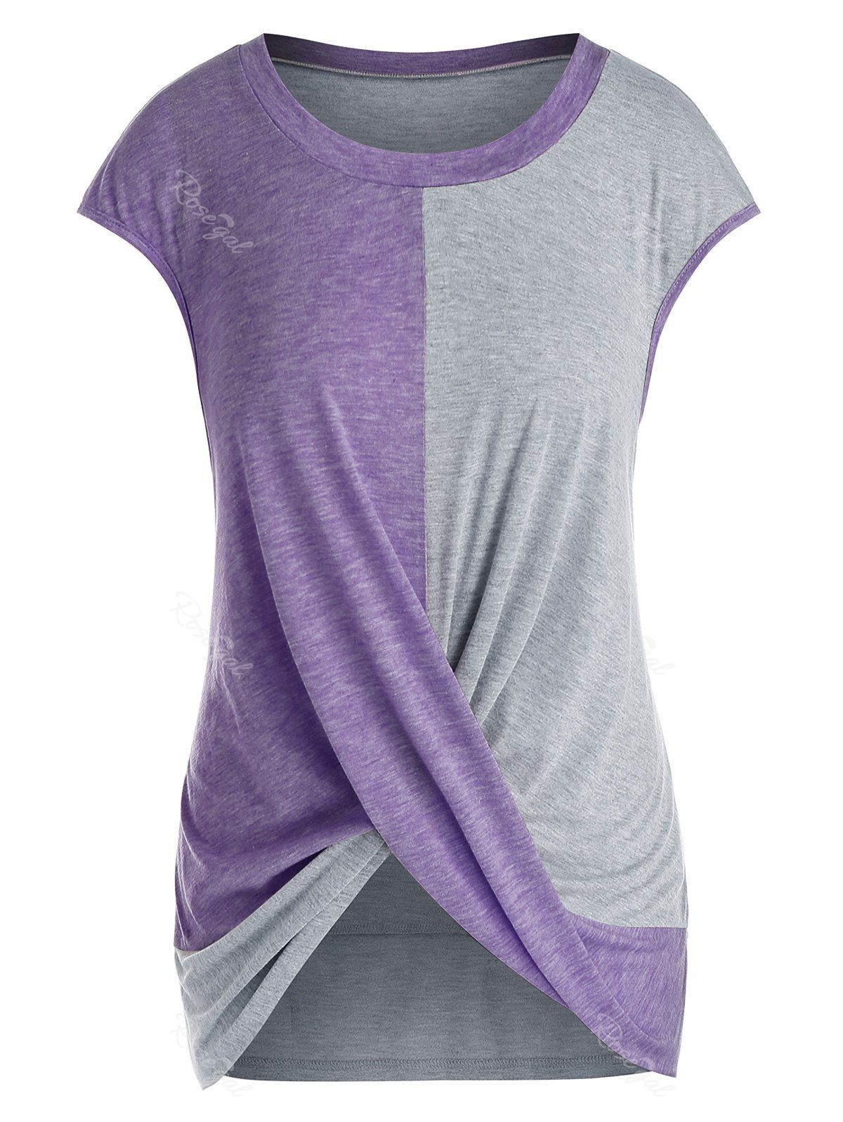 

Plus Size Cap Sleeve Criss Cross T-shirt, Medium purple