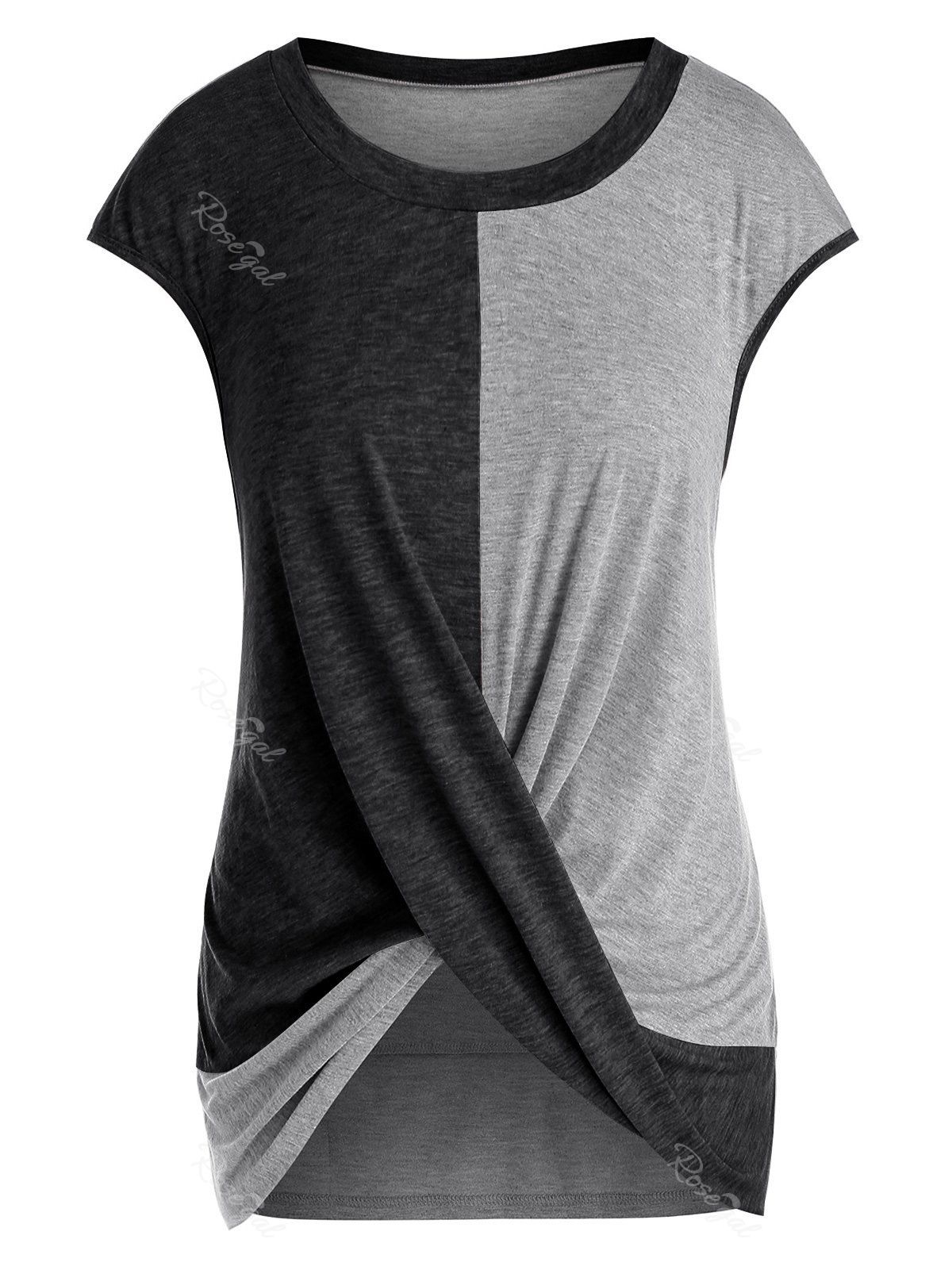 

Plus Size Cap Sleeve Criss Cross T-shirt, Dark slate grey