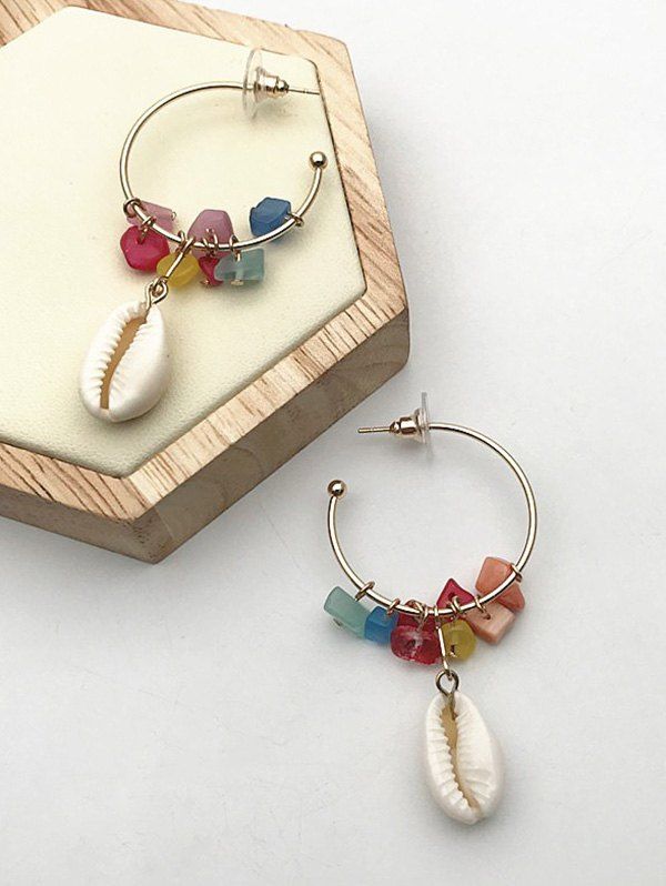 

Shell Stone Open C Shape Earrings, Golden