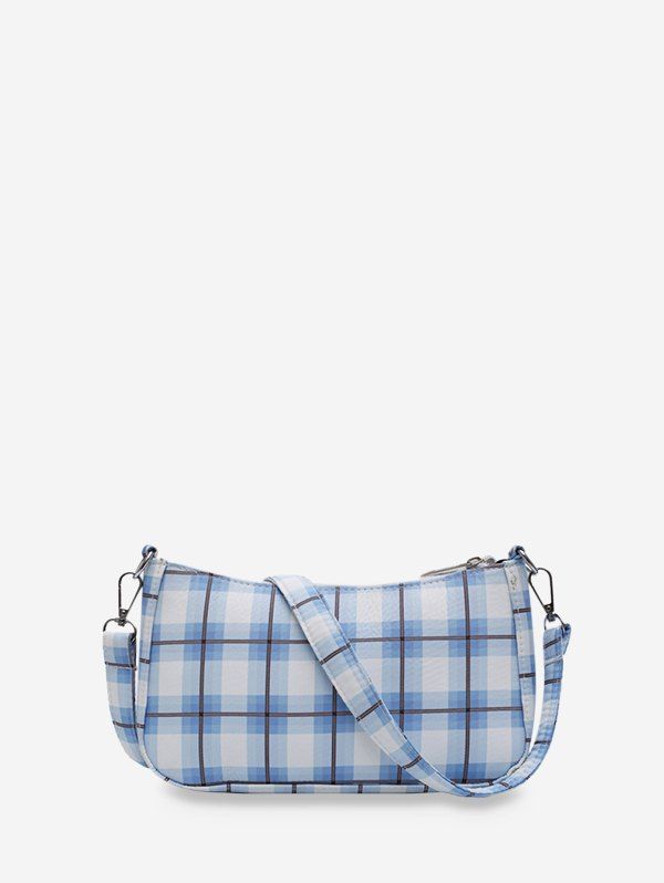 

Casual Plaid Pattern Shoulder Bag, Light blue