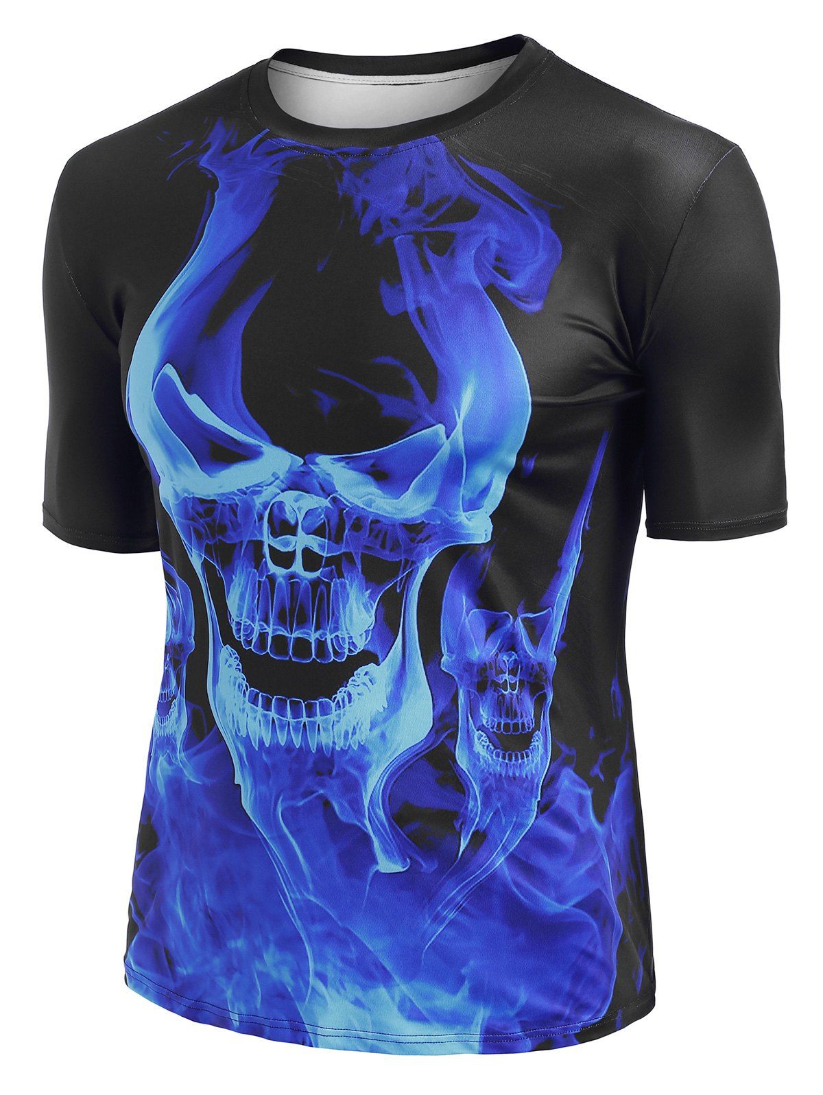 

Smoke Skull Print Short Sleeve T-shirt, Black