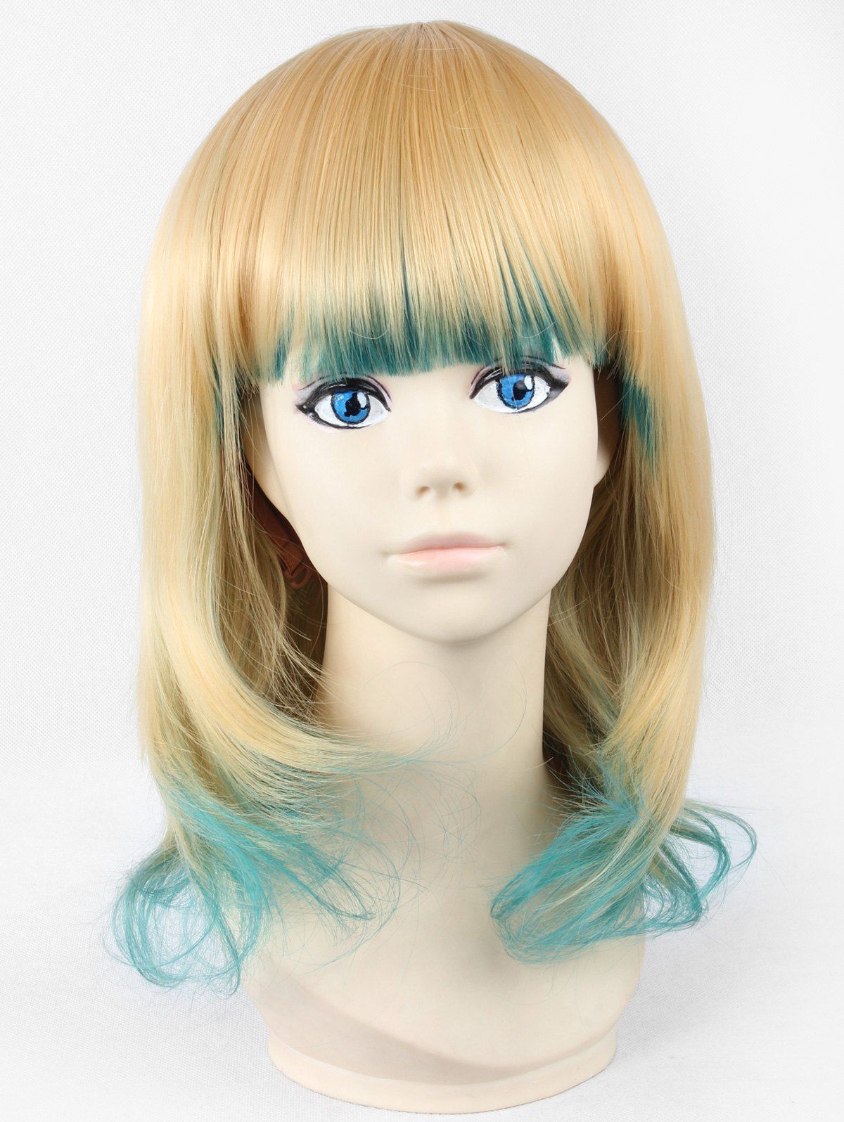 

Medium Neat Bang Gradient Cosplay Anime Synthetic Wig, Sun yellow