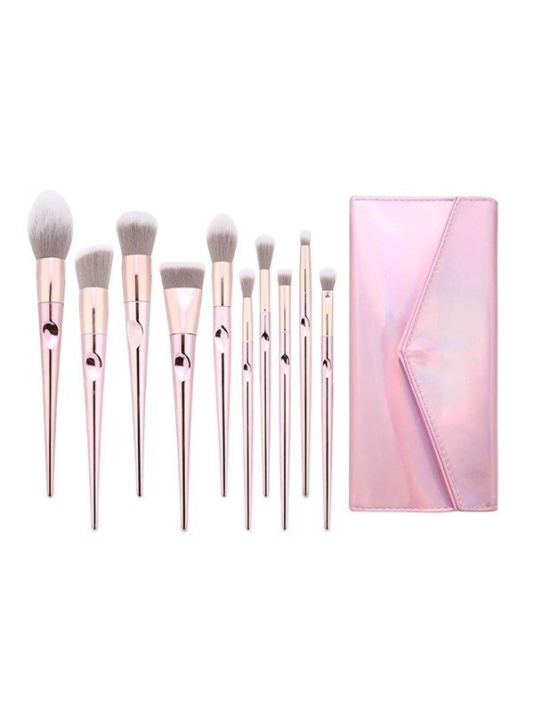 10Pcs Face Beauty Tools Makeup Brush Set, Pink
