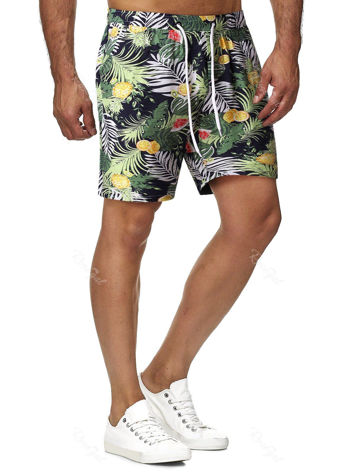 

Drawstring Tropical Print Shorts, Multi