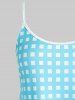 Plus Size Plaid Contrast Backless Tunic Cami Top -  