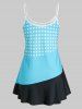 Plus Size Plaid Contrast Backless Tunic Cami Top -  