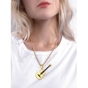 

18K Gold Plated Guitar Rock Necklace, Golden