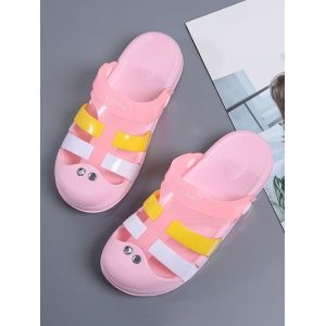 

Colorblock Jelly Closed Toe Hole Slides, Pink