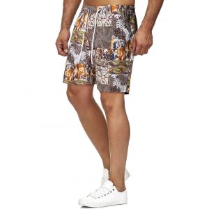 

Tribal Plant Graphic Print Beach Shorts, Multi