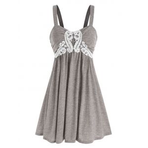 

Guipure Panel Sweetheart Tank Dress, Light gray