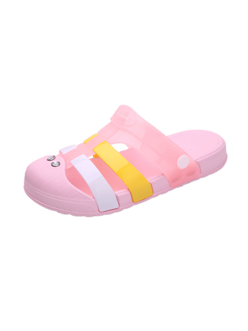 

Colorblock Jelly Closed Toe Hole Slides, Pink