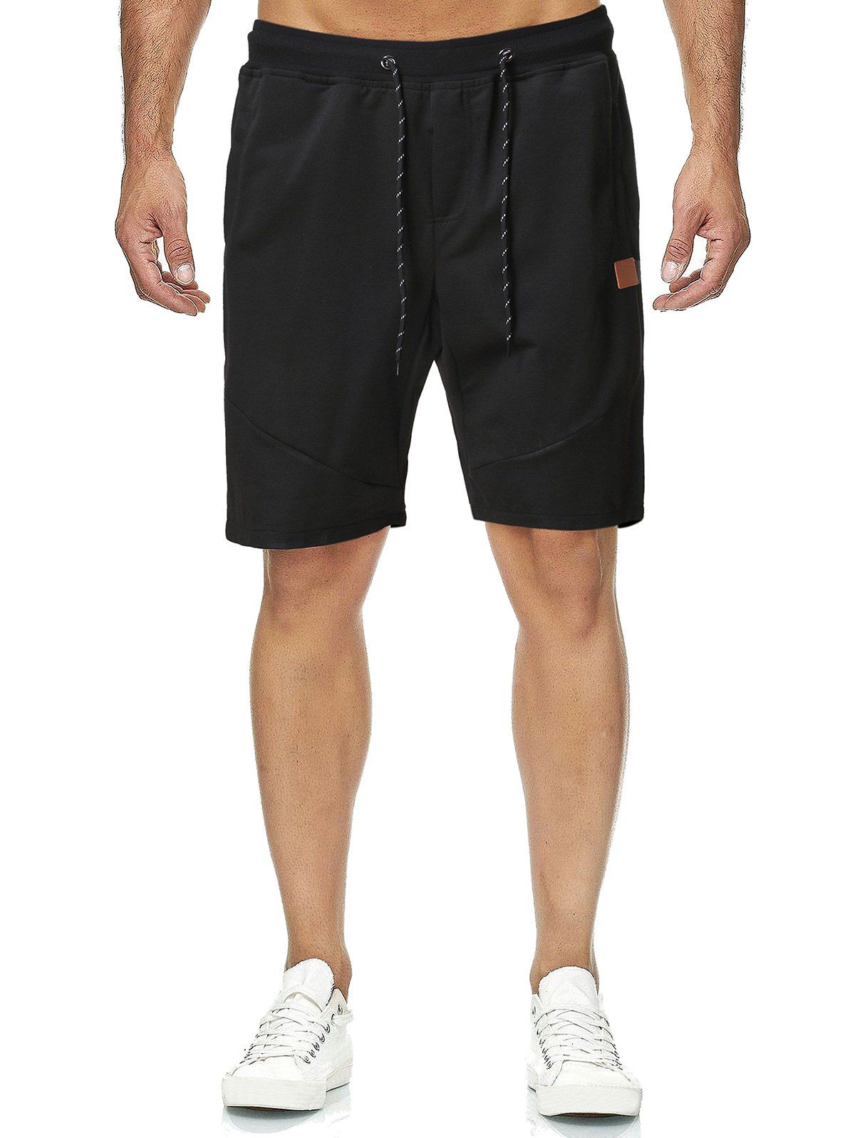 

Applique Detail Drawstring Sweat Shorts, Black