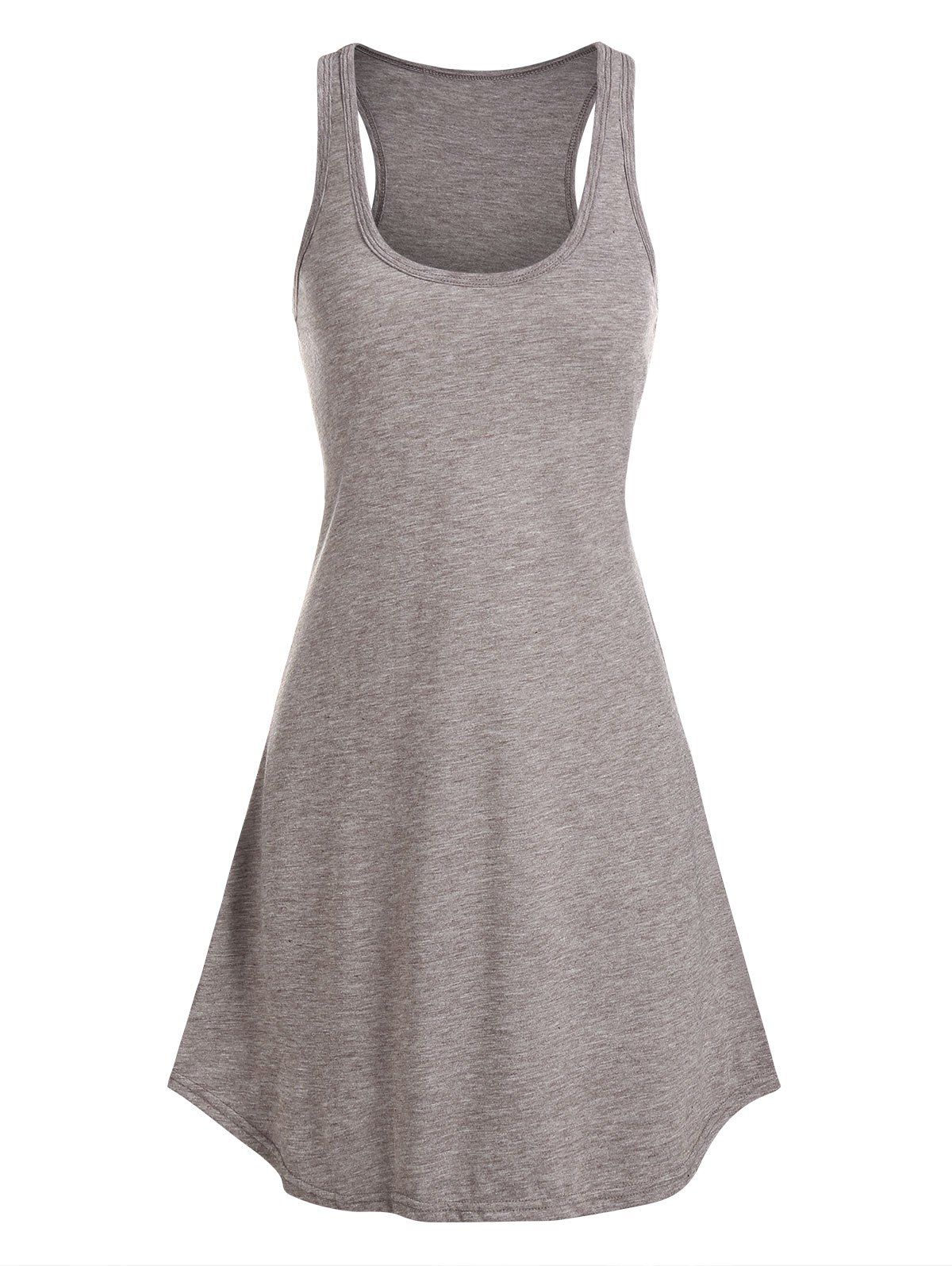 

Heathered Curved Hem Tank Dress, Tan