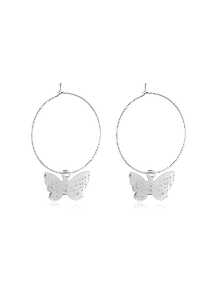 

Butterfly Hoop Earrings, Silver