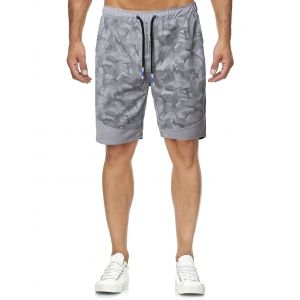 

Camouflage Print Elastic Waist Shorts, Gray