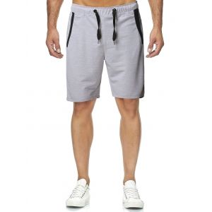 

Drawstring Contrast Marled Sweat Shorts, Gray