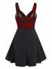 Plaid Print Sleeveless Half Zip Dress -  