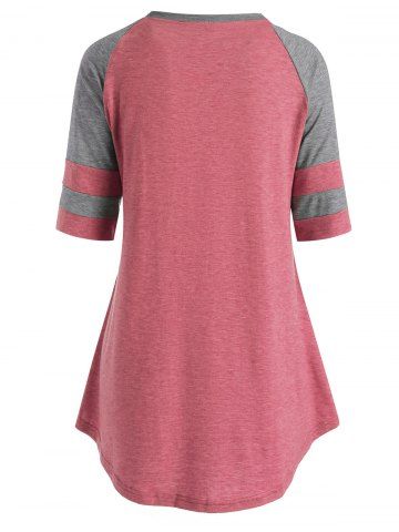 

Plus Size Contrast Color Raglan Sleeve Graphic T Shirt, Light pink