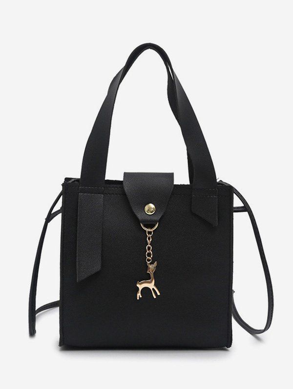 

Deer Charm Mini Bucket Crossbody Bag, Black
