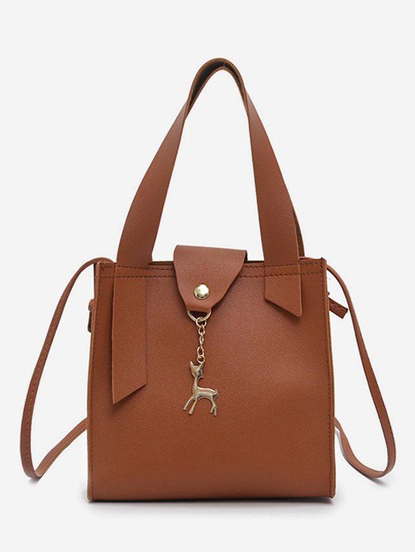 

Deer Charm Mini Bucket Crossbody Bag, Coffee