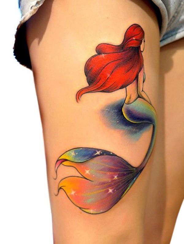 

Waterproof Mermaid Pattern Arm Tattoo Sticker, Bright orange