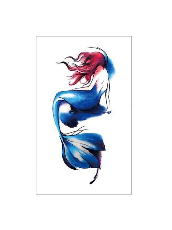 

Waterproof Mermaid Pattern Body Tattoo Sticker, Deep sky blue
