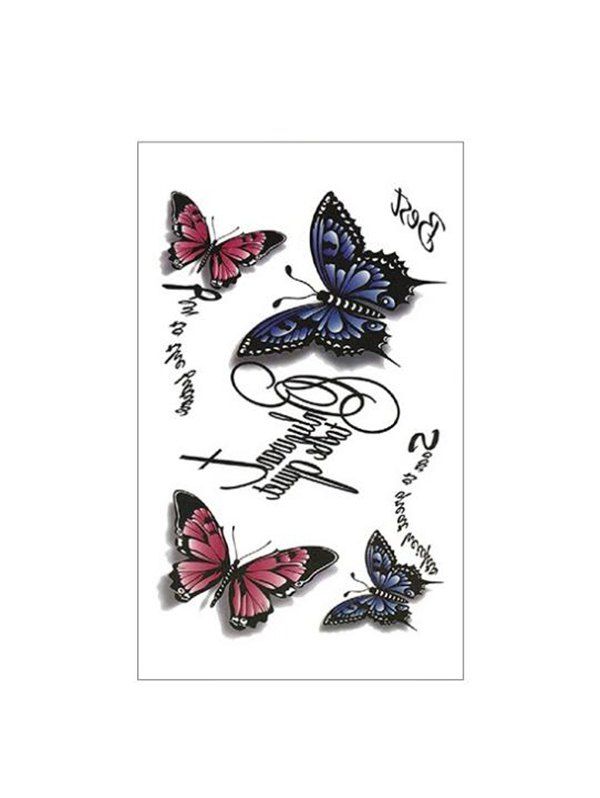 

Waterproof Letter Butterfly Pattern Tattoo Sticker, Deep blue