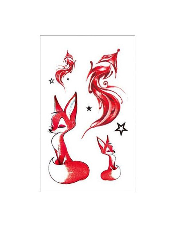 

Waterproof Fox Butterfly Pattern Tattoo Sticker, Red