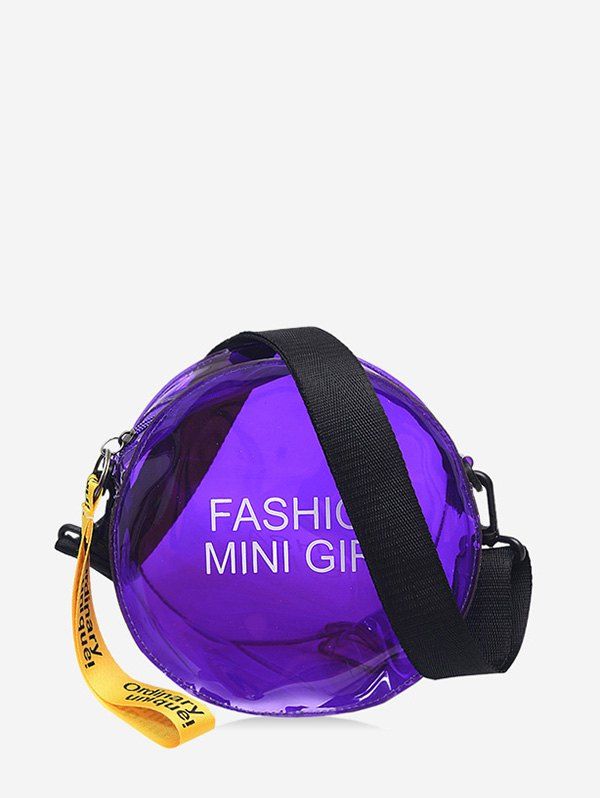

Letter Round Transparent Crossbody Bag, Purple