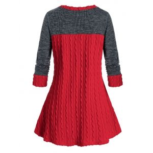 

Plus Size Bicolor Two Tone Cable Knit Tunic Sweater, Multi