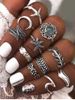 11 Pcs Leaves Starfish Moon Carved Ring Set -  