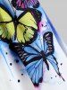 Chemisier Long Graphique Papillon Imprimé Sans Manches de Grande Taille - Bleu L