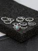 11 Pcs Leaves Starfish Moon Carved Ring Set -  