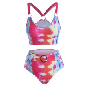 

Tie Dye Rings Tankini Swimwear, Multi