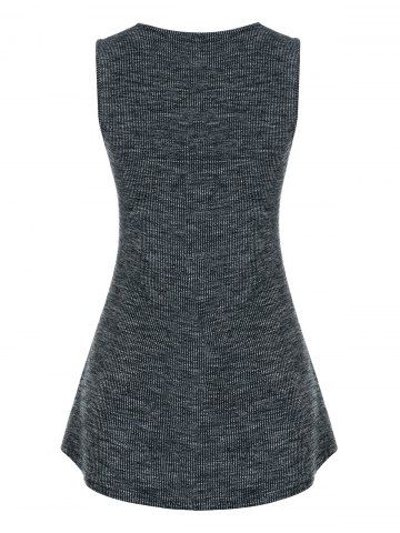 

Half Zip Ribbed Heathered Tank Top, Dark slate grey