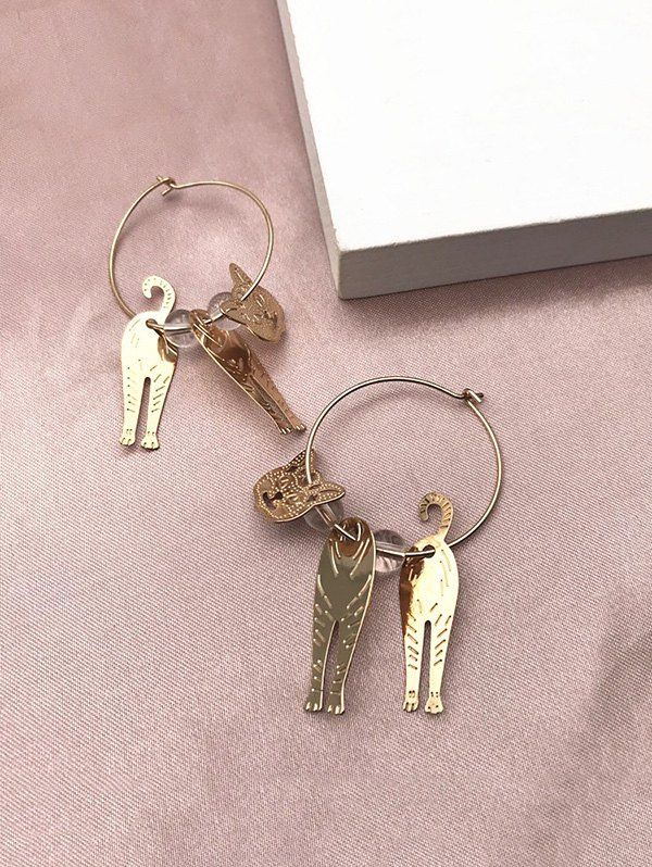 

Alloy Animal Pattern Beaded Hoop Earrings, Golden