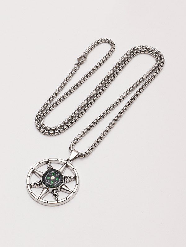 

Compass Pendant Chain Necklace, Silver