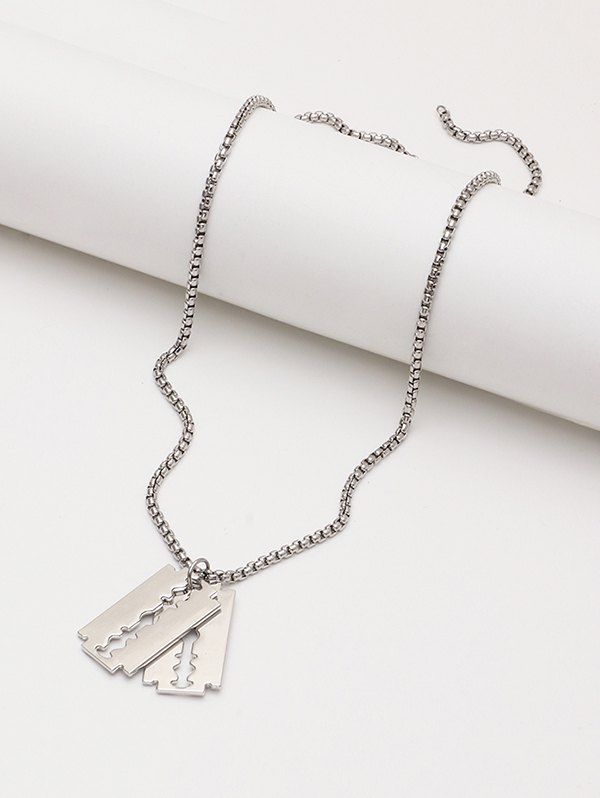 Double Blade Pendant Chain Necklace, Silver