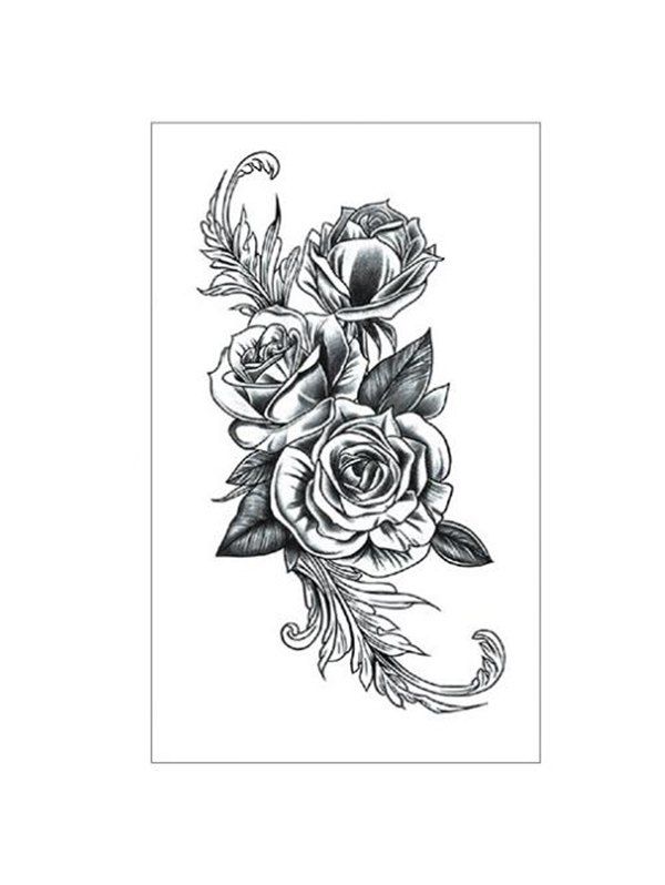 

Waterproof Floral Pattern Tattoo Sticker, Carbon gray
