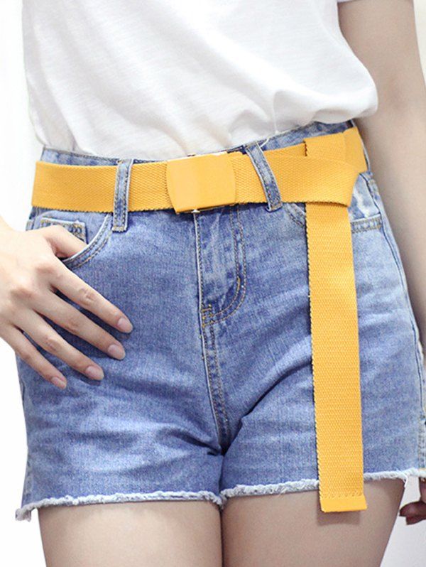 

Casual Canvas Solid Buckle Belt, Yellow