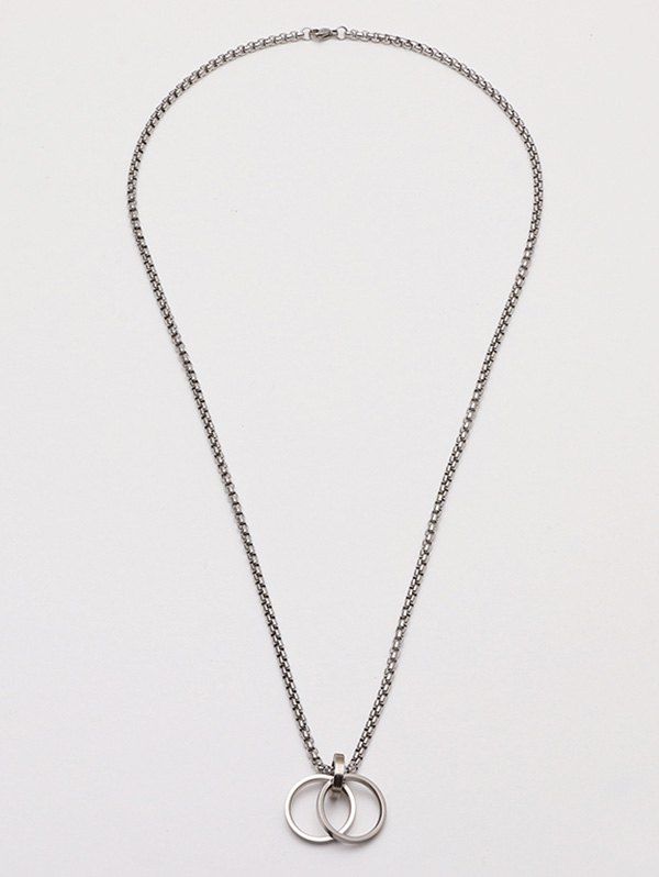 

Dual Ring Pendant Chain Necklace, Silver