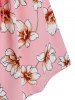 Plus Size Flower Cinched Tie Flounce Peplum Tunic Tank Top -  