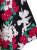 Plus Size Flower Pattern Peplum Flounce Sweetheart Neck Tee -  